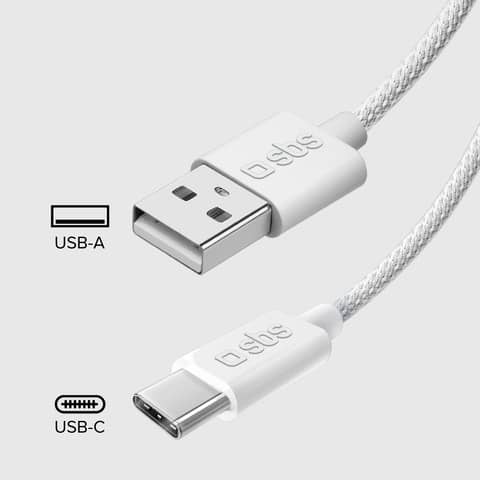 Cavo in tessuto SBS USB-A e USB-C - lunghezza 1,5 m - grigio TECABLETISSUEUSBCG